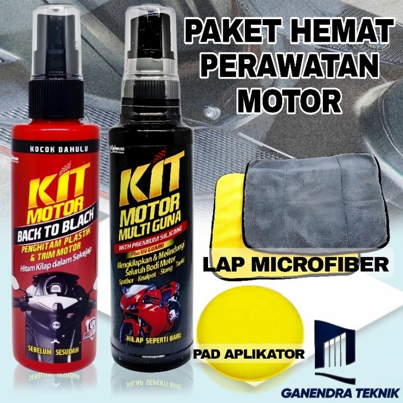 Paket Kit Motor Multiguna + Kit Back to Black 115ml Penghitam Body Motor / Mobil Permanen Bonus Kain