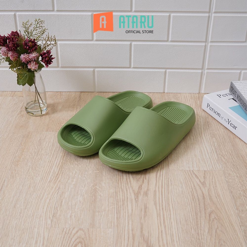 Ataru Ukuran 37/38 Sandal Slides Comfy - Hijau Sendal Unisex Alas Kaki Slide Cewek Cowok Fashion Wan