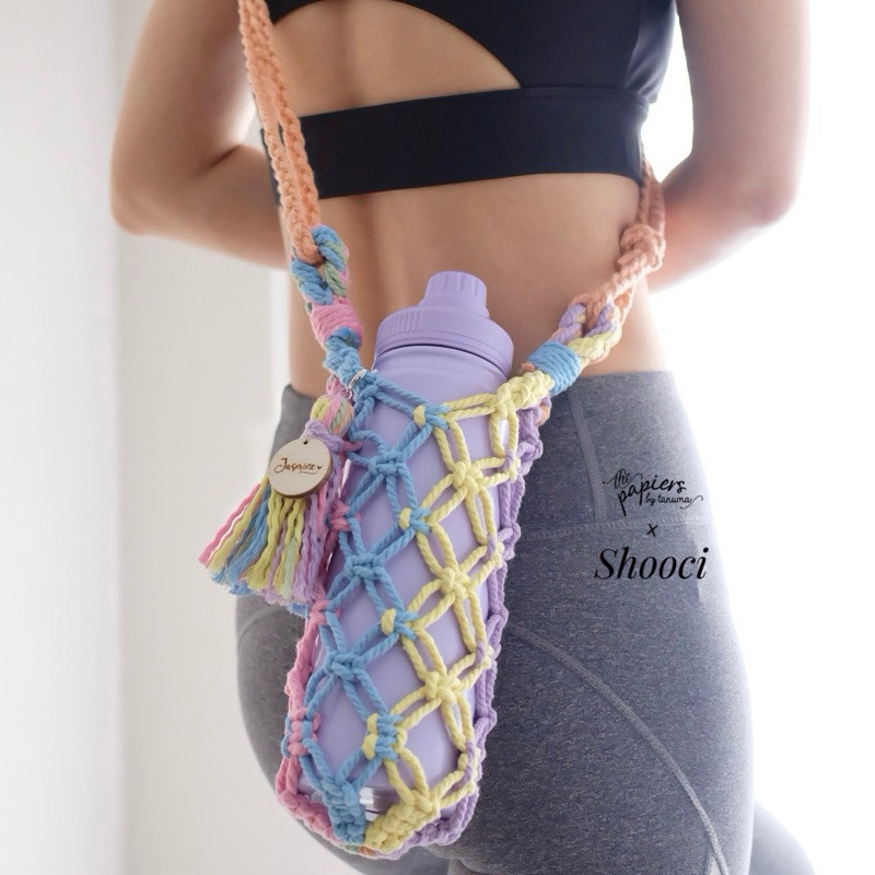 Colorful Tumbler Bag/ Holder/ Tas Botol Minum/ Termos Air/ Macrame/ Tas Rajut Custom/ 1 LiterCO