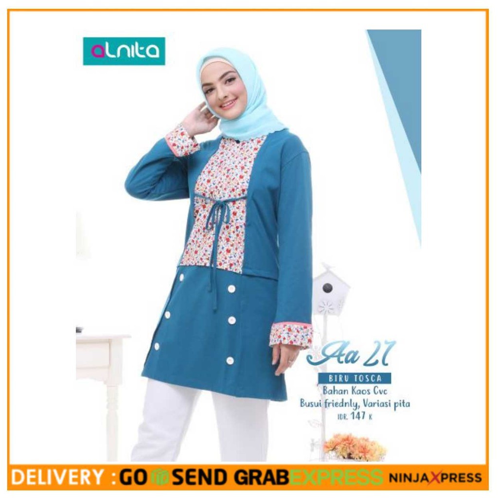 ATASAN ALNITA AA 21, BAJU ATASAN, ATASAN MUSLIMAH, ATASAN WANITA, ATASAN KAOS (MERAH & TOSCA)