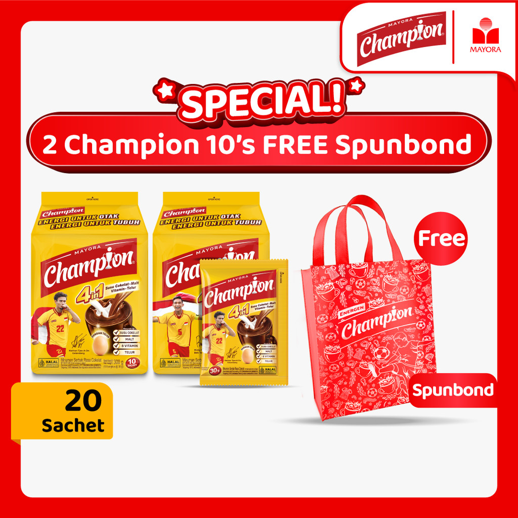

Paket 2 Mayora Champion Pouch 10's FREE Spunbond
