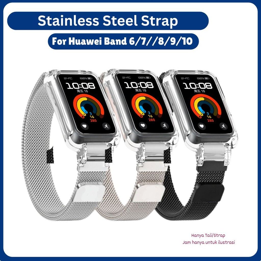 Stainless Strap and Case For Huawei Band 6  Huawei Band 7  Huawei Band  8  Huawei Band  9  Huawei Ba