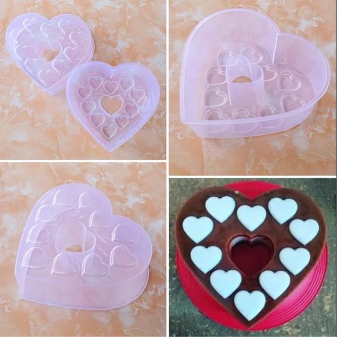 CETAKAN KUE PUDING HATI BESAR SEDANG KECIL / CETAKAN AGAR BENTUK LOVE / LOYANG HATI BAHAN PLASTIK