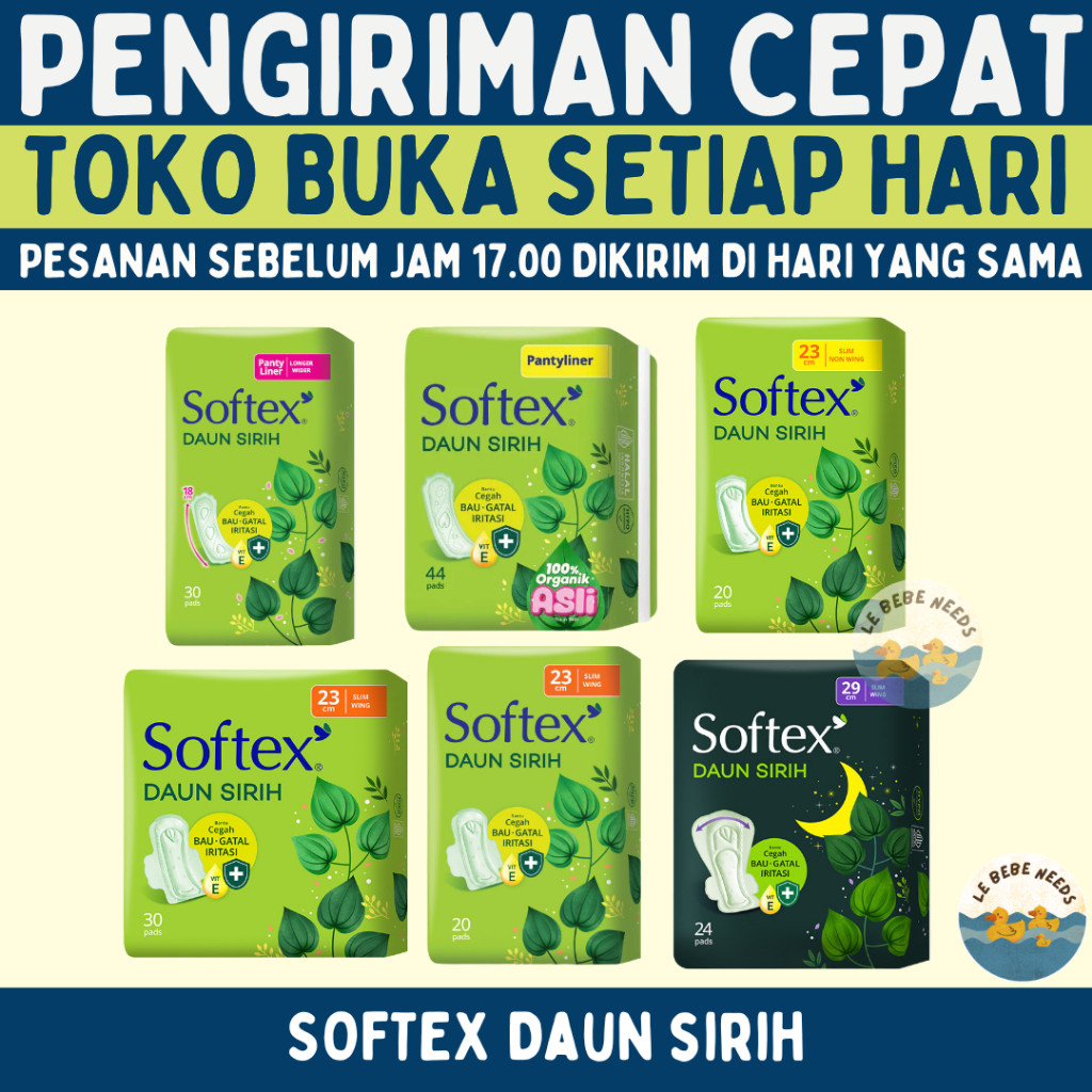 Softex Daun Sirih - Softex Pembalut Wanita Daun Sirih - Softex Pantyliner 15cm 18cm - Softex Daun Si