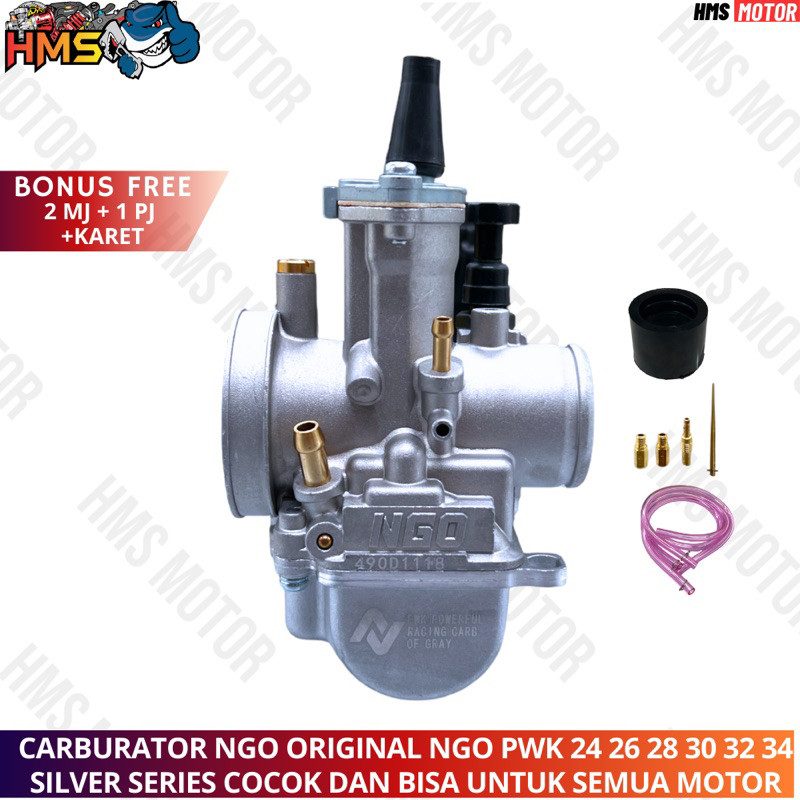 KARBURATOR KARBU PWK KOTAK 24 26 28 30 32 34 NGO SILVER CROME BLACK SERIES FREE PJ MJ JARUM KARET OR