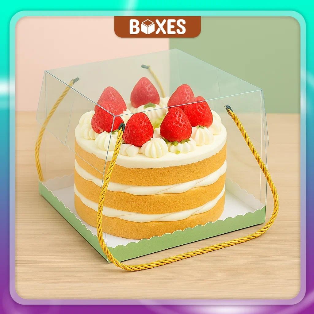 Kotak Mika Tali / Box Mika Transparan / Box Mika Tali / Box kue Box Cake Handle Tali / Box Handle Mi