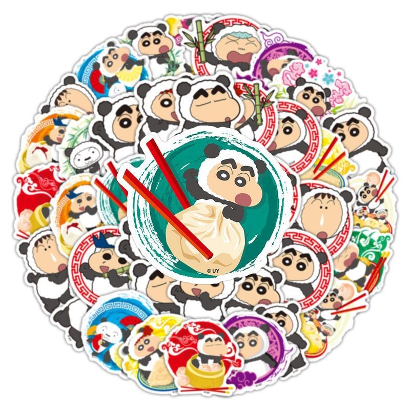 

50 Pcs Sticker Crayon Shin-Chan Panda Vinyl Waterproof untuk Tempelan Laptop Tumbler HP Koper DIY