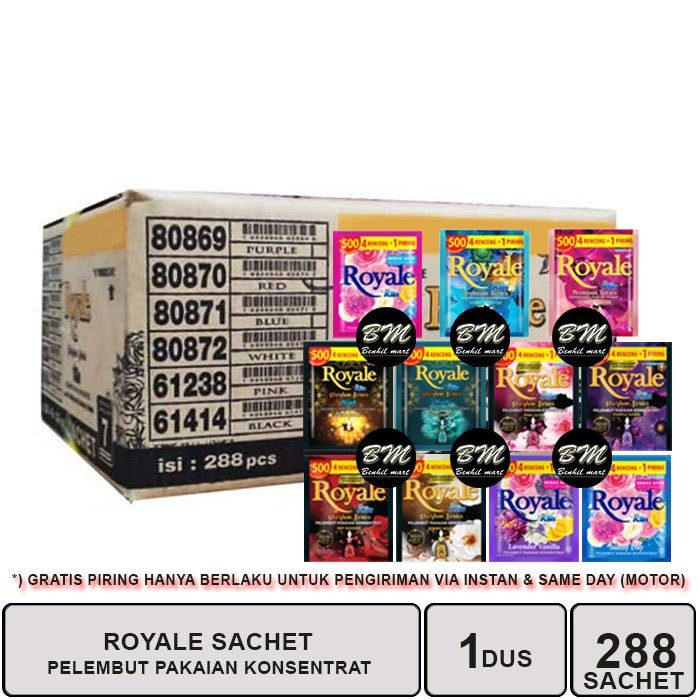 BMART. ROYALE SOFTENER 288 SACHET (1 DUS) PEWANGI PAKAIAN