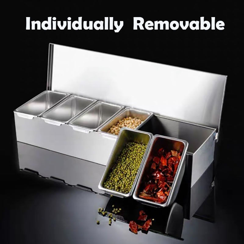 

Tempat Bumbu/Rempah/Spices/Condiment Container/Kontainer/Organizer Dapur/Kitchen Stainless Tebal Set 6 Pcs