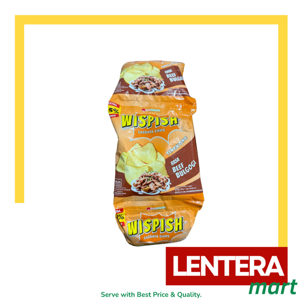 

Wispish Keripik Singkong Rasa Beef Bulgogi/Keju Balado/Original 1 Renceng 10 pcs 25gr LenteraMart