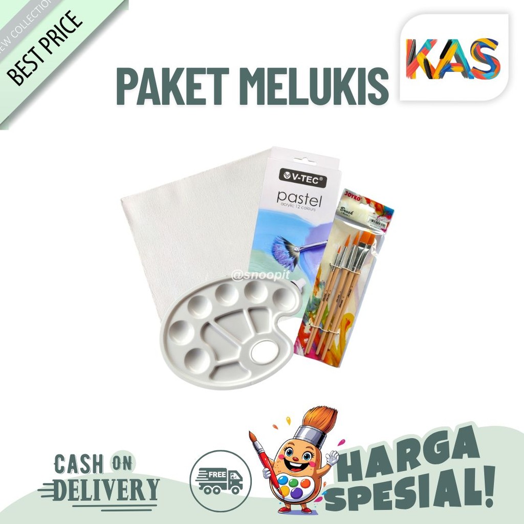 

Paket Melukis Lengkap Set 4 in 1 Set Kanvas 30x30 Kuas Palet dan Cat Acrylic - Set