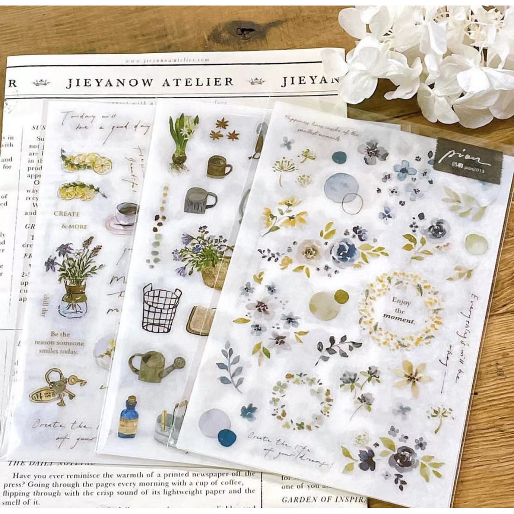 

Vintage Pion Floral Frames Chill Little Things Transfer Sticker for Card Making DIY Scrapbooking Plan Decorative Sticker Sheet