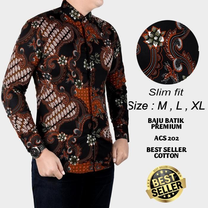 KEMEJA BATIK PRIA SLIM FIT / BAJU BATIK PRIA SLIM FIT ACS202