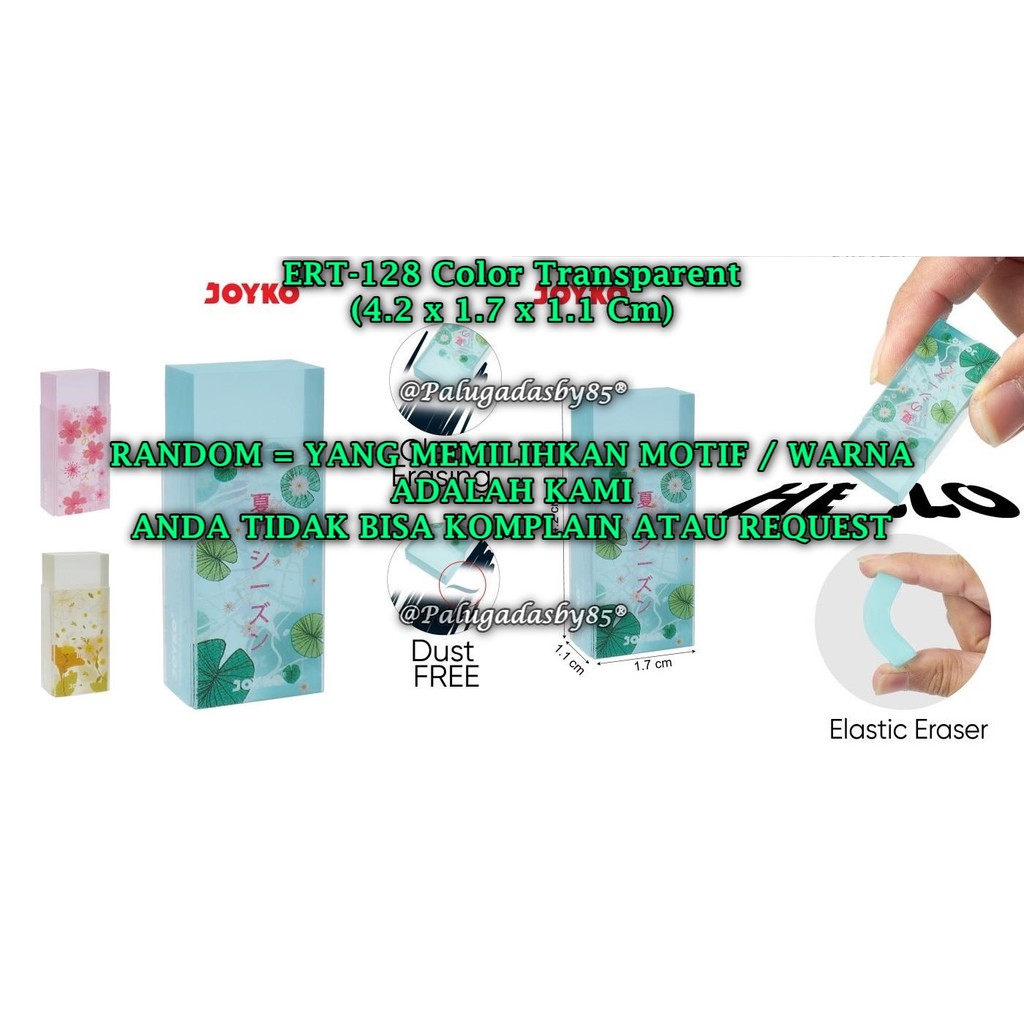 

(1 Biji) GROSIR Penghapus JOYKO ERT-128 Color Transparent / Penghapus Eraser Joyko ERT-128 (1 Biji)