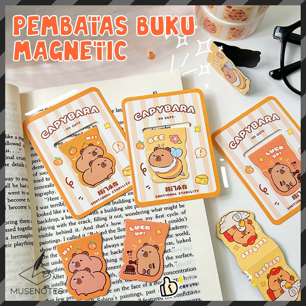 

MUSES Pembatas Buku Magnet Kapibara Capybara Magnetic Bookmark Cartoon Kids Cute Viral Unik A-PB004