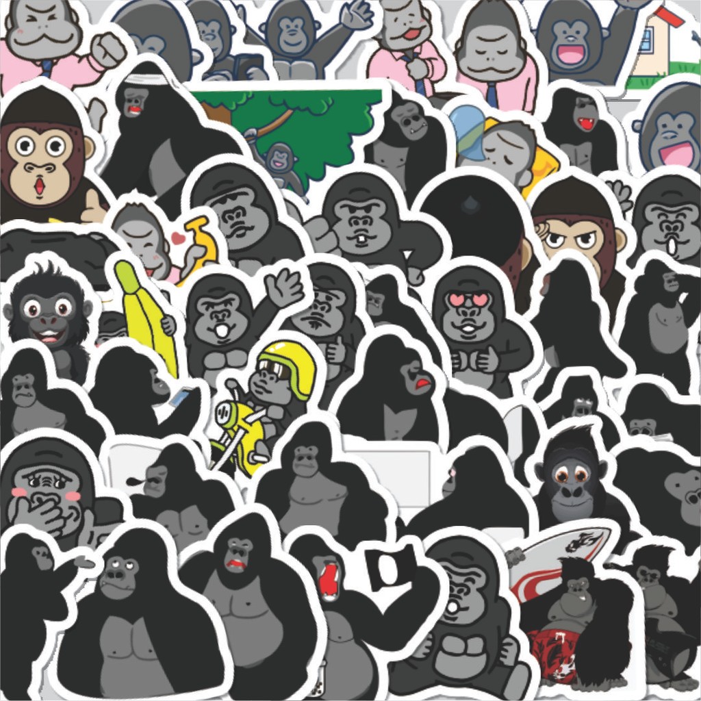 

Stiker Cutting Pack Stiker Hewan Gorila Isi 100Pcs Series Aesthetic Lucu Keren Untuk Koper Bahan Vynil