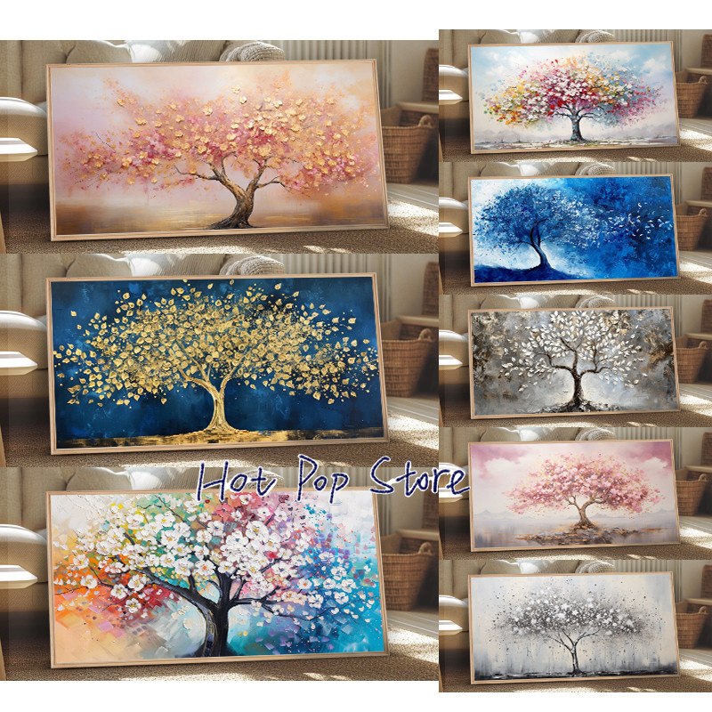 

Pink White Golden Tree Luxury Canvas Painting Abstract Canvas Print Home Living Room Decor Luxury Wall Decor Housewarming Gift