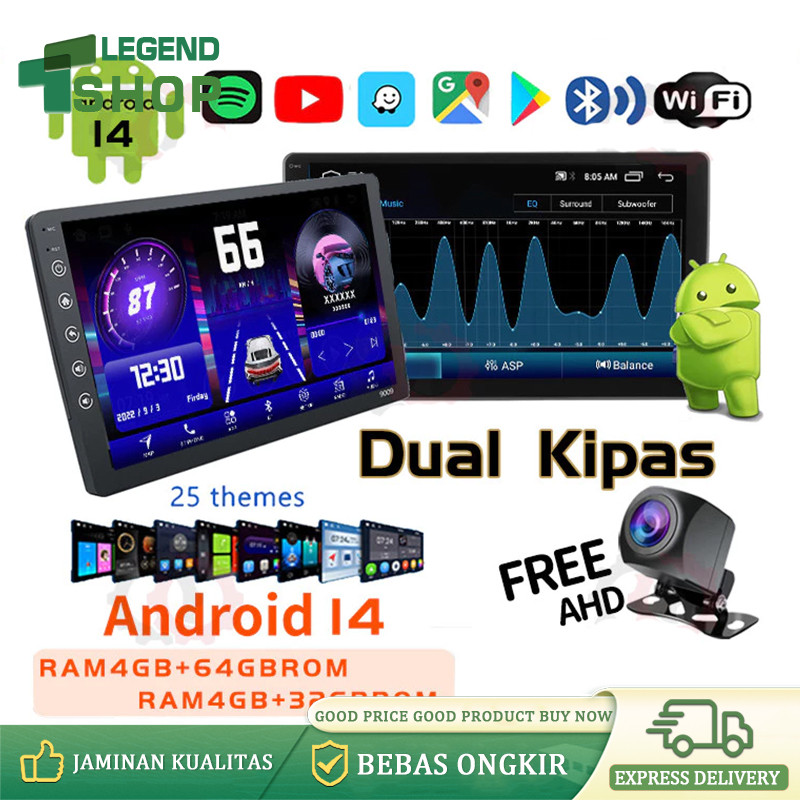 Dual Kipas 8g+128g Ips Screen Head Unit 7/9/10 Inch Car Android 14 Navigasi Untuk Toyota Daihatsu Mi