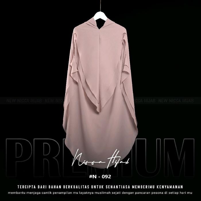 Kerudung Syar'i Dua Layer Bahan Ceruty Khimar Soft Pad Hijab Instan  Cantik Wanita Muslim Nissa Hija