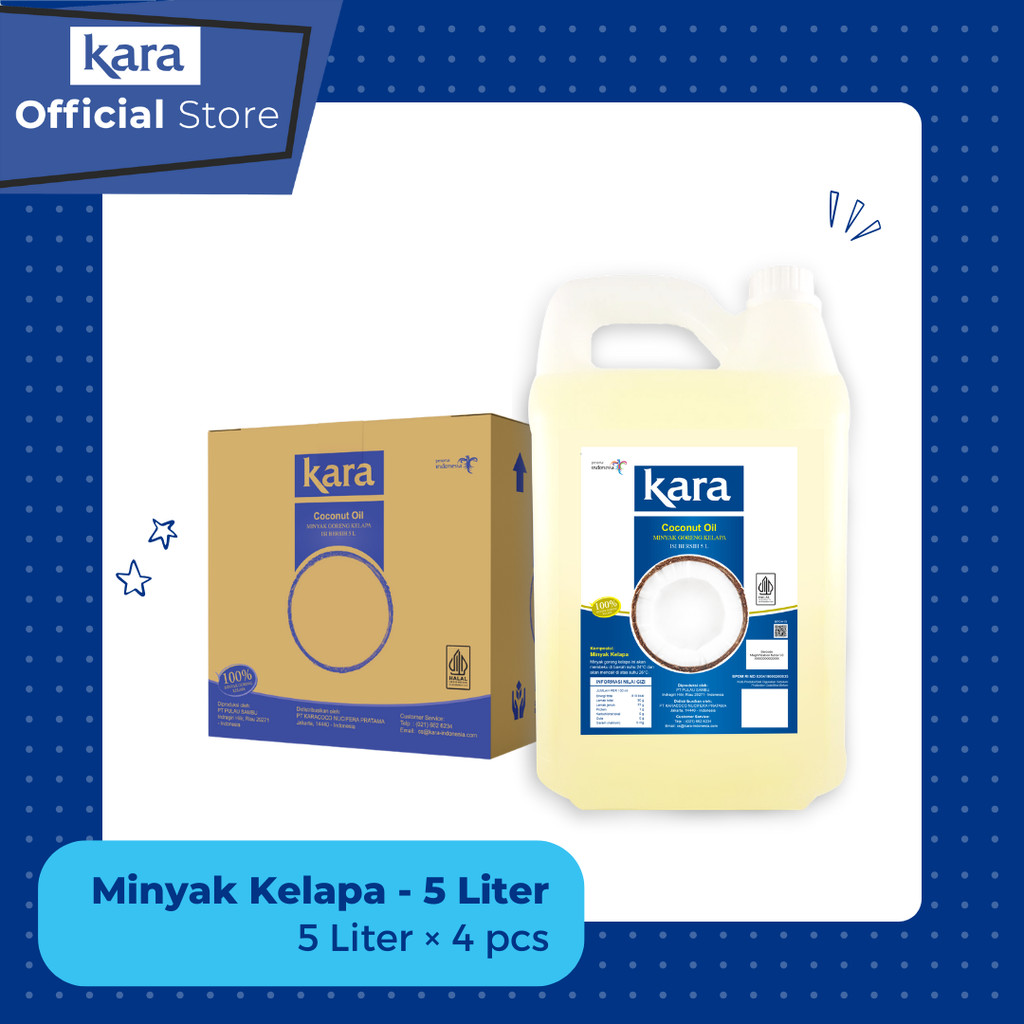 

CTN - KARA Minyak Goreng Kelapa (Coconut Cooking Oil) Jerigen 5L