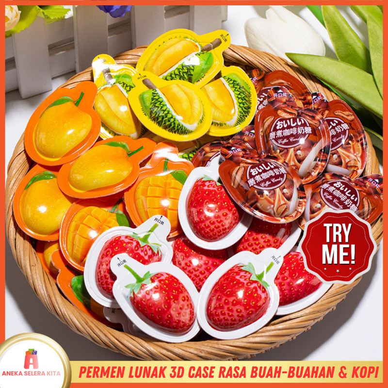 

Grosir Murah - Permen Lunak Rasa Durian/Stroberi/Mangga/Kelapa/Markisa dan Kopi - 3D Case (2,5kg)