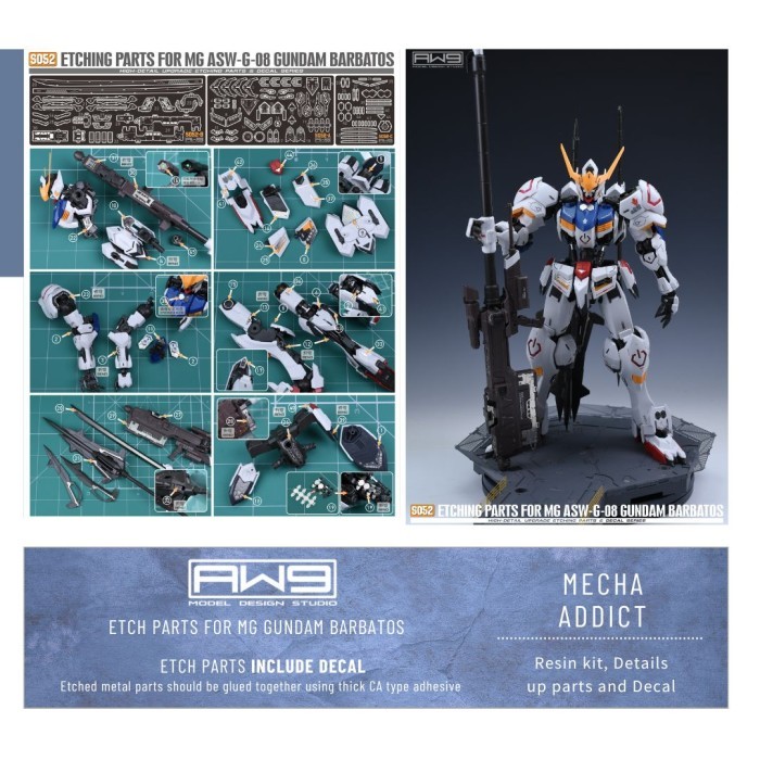 MADWORKS  Photo Etch & Decal for MG Gundam BARBATOS Detail Up Metal Etched S52