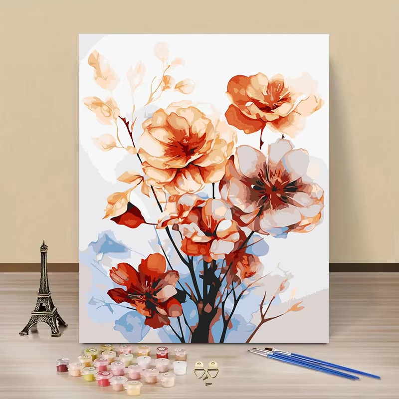 

MINISO DIY Oil Painting By Numbers Ink flower Wall Decor Gifts Frameelss
