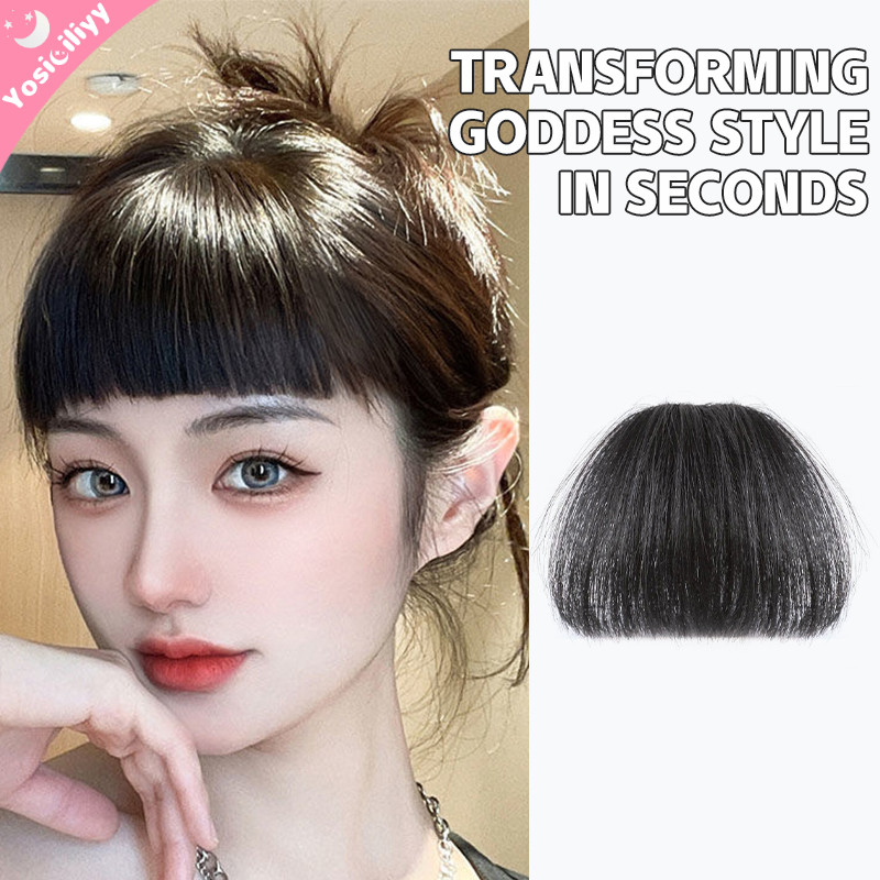 COD Rambut Palsu Palsu Wanita Poni Alami Potongan Rambut Poni Lurus Potongan Rambut Wig-YC