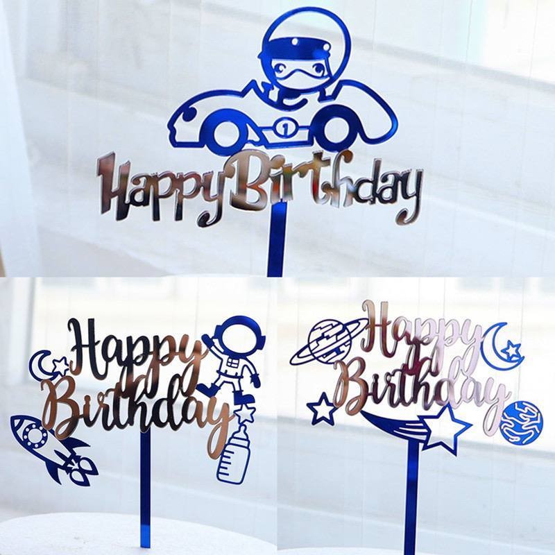 CAKE TOPPER HAPPY BIRTHDAY TEMA ASTRONOT AKRILIK/DEKORASI CAKE HBD ASTRONOT AKRILIK