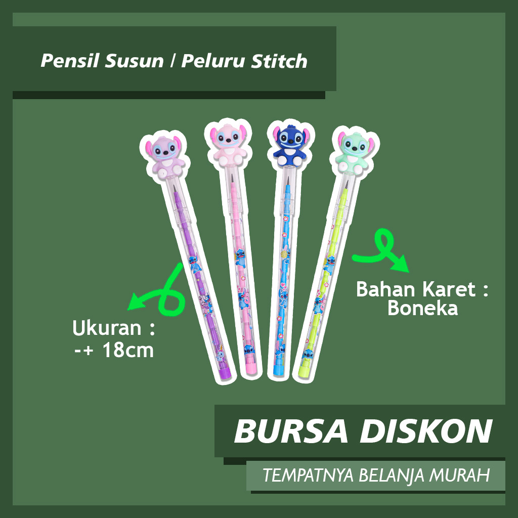 

Pensil Susun / Peluru Stitch Pencil Isi Ulang Refill Bensia Lantu Lucu Viral Bisa COD