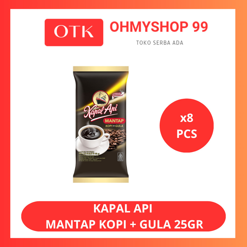

Kopi Kapal Api Mantap Kopi + Gula 25gr - 8pcs