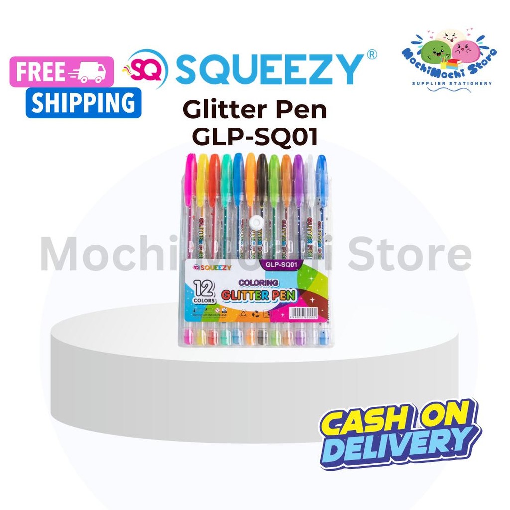 

Glitter Pen SQUEEZY GLP-SQ01 12 Warna | Pulpen Gel Glitter | Gel Pen Glitter | Pulpen Glitter Warna-Warni | 1.0mm | Pulpen Gel SQUEEZY