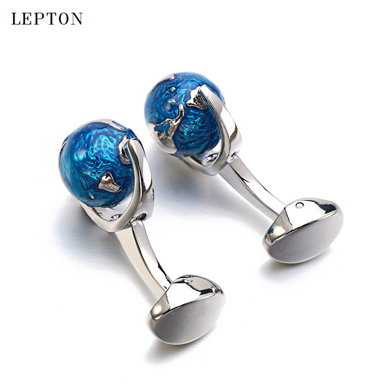 

Men Low-key Luxury Globe Earth Cufflinks Blue Rotatable globe planet earth World Map Cuff links Festival Gift For Cufflinks