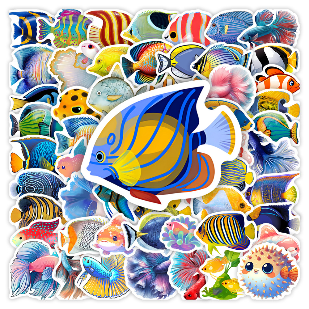 

Aesthetic Tropical Fish Sticker Art Clipart Collection DIY Waterproof Decal for Laptop Notebook Phone Luggage Bottles Decorative