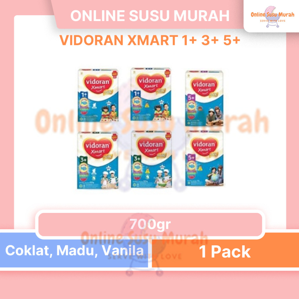 

VIDORAN XMART 1+ 3+ 5+ 700GR VANILA MADU COKLAT TAHAP 1 3 5 700 GR SUSU PERTUMBUHAN MURAH SSKD