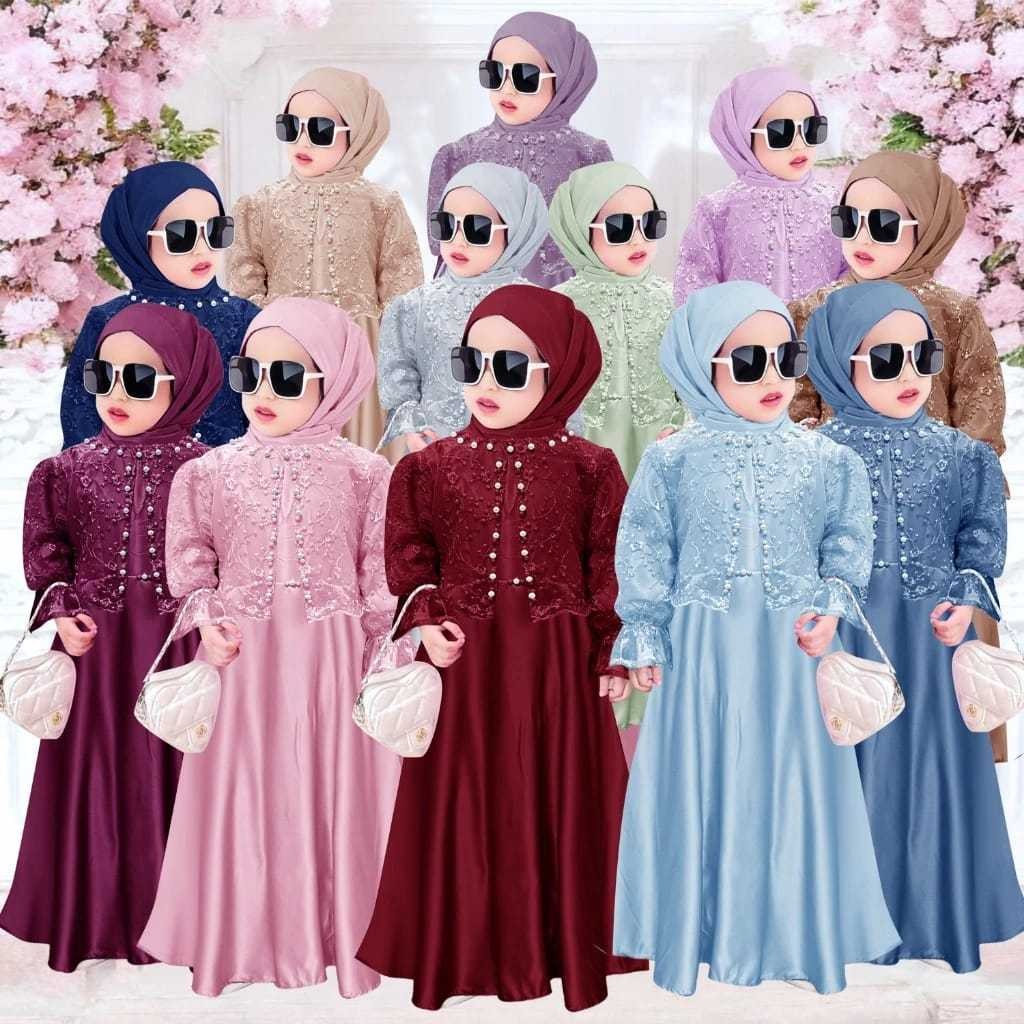 PARXETSHOP  KIDS NAGITA GAMIS ANAK / GAMIS ANAK BRUKAT TILE MUTIARA / GAMIS ANAK MEWAH TERBARU KONDA