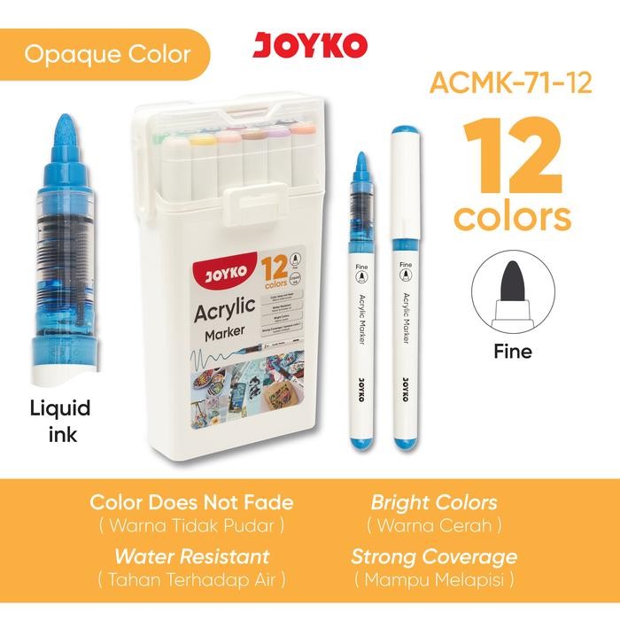 

JOYKO Acrylic Marker Spidol Akrilik ACMK-71 - ACMK-71 12Warna