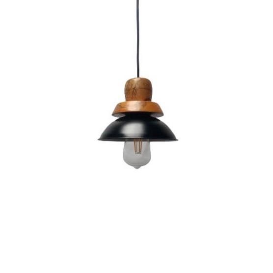lampu gantung minimalis metal wood vintage retro industrial Kayu - Hitam