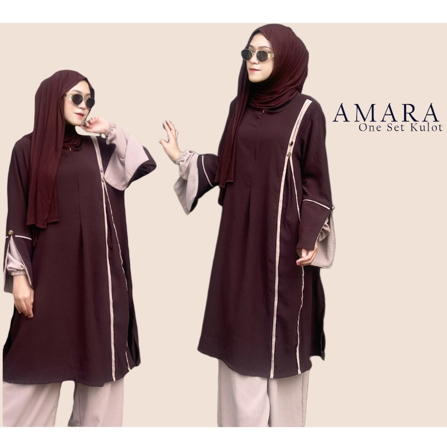 PARXETSHOP  AMARA One Set Kulot Syar’i One Set Tunik Muslimah | Setelan Wanita Kekinian terbaru Baha