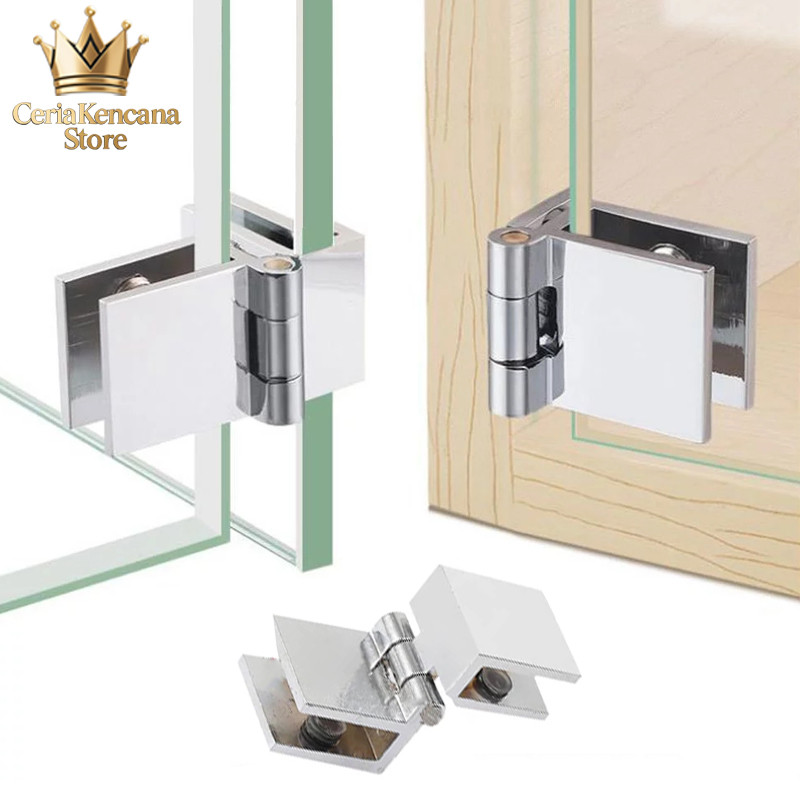 Engsel Kaca Paduan Seng Jepit Tanam 90°/180° Untuk Kaca Ketebalan 5-8mm Engsel Lemari Kaca