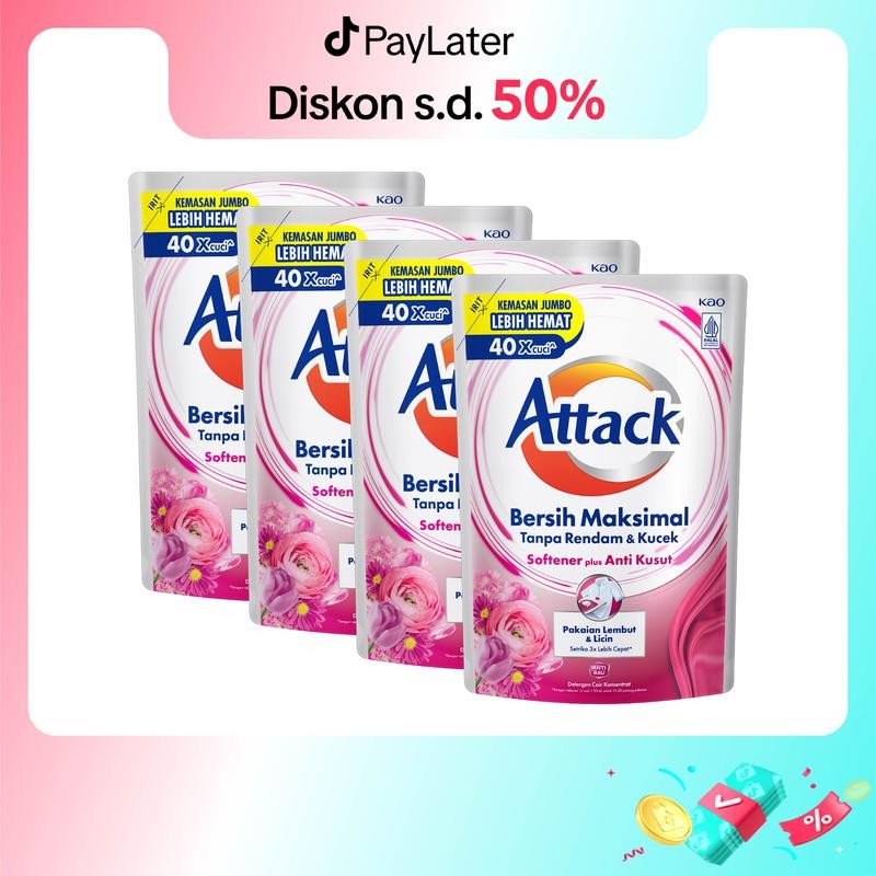 

Attack Plus Softener 1200ml Fourpack - Deterjen Cair Untuk Mesin Cuci