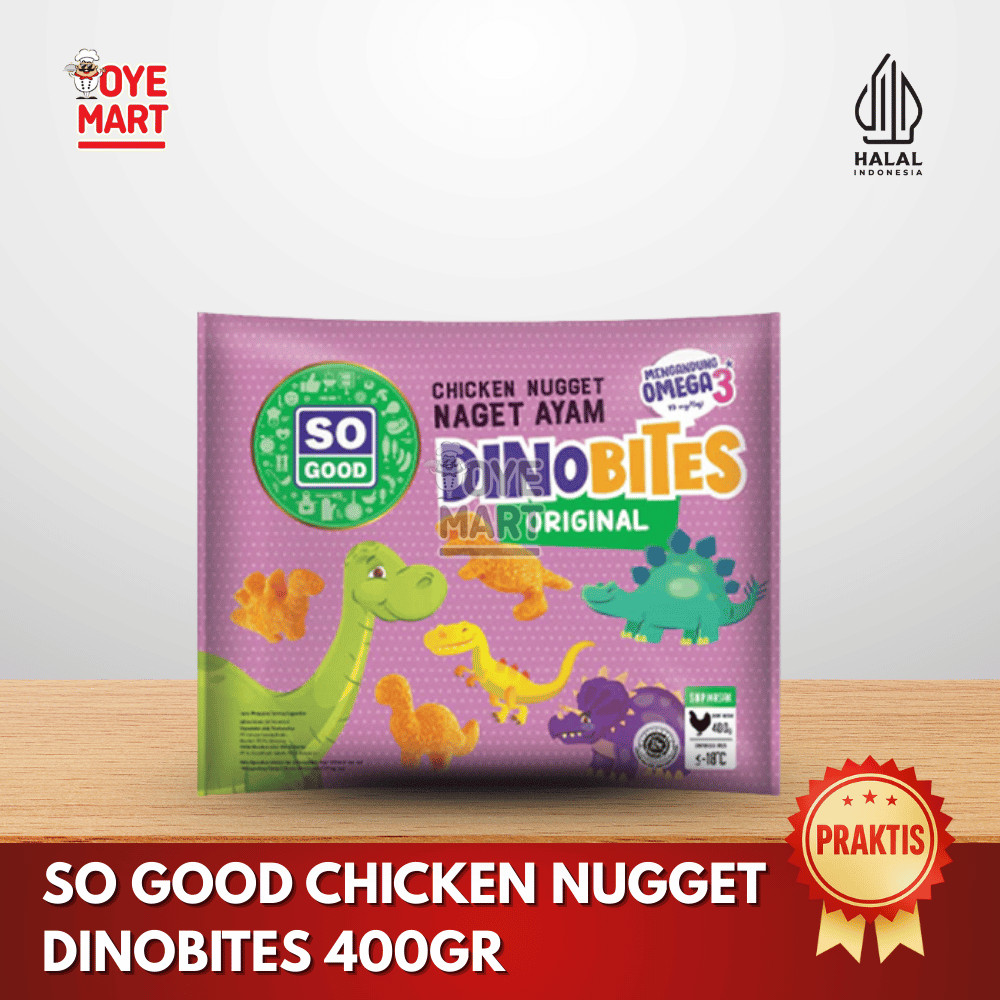 

SO GOOD CHICKEN NUGGET DINOBITES 400GR/NAGET AYAM BENTUK DINOSAURUS