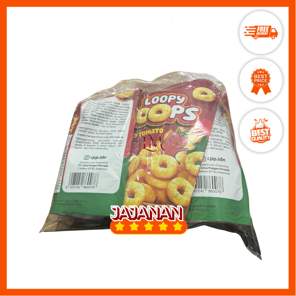 

Loopy Loops Spicy Tomato Makanan Ringan Tomat Pedas 1 Pack isi 5 pcs 25gr Jajanan Termurah