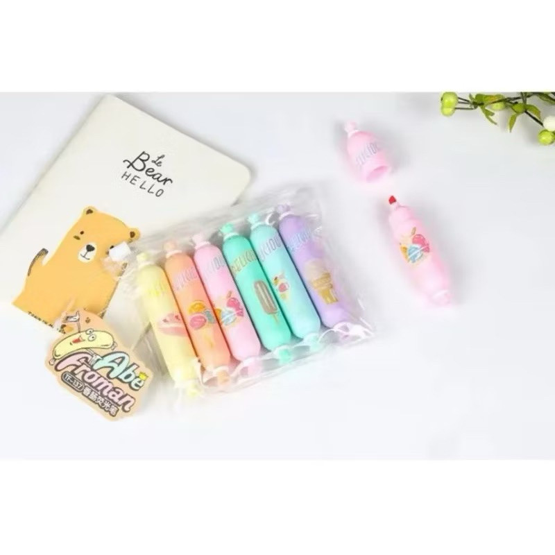

Stabilo Lucu Bentuk Sosis 1 Set 6 Pcs Warna Highlighter