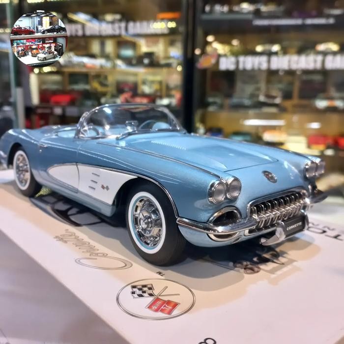 Diecast Chevrolet Corvette 1958 Blue/white By Autoart Millenium Openable Features Working suspension