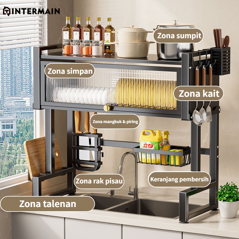 Rak Piring Wastafel Stainless/Rak Piring Tertutup/Rak Piring Minimalis/Rak Piring Stainless/Lemari R