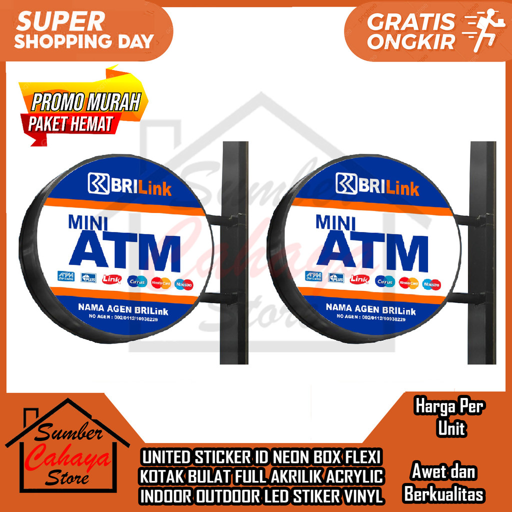 

United Sticker Id - Neon Box Flexi Kotak Bulat Full Akrilik Acrylic Indoor Outdoor Led Lampu Terang Siap Pasang + Bracket Cetak Setiker Stiker Vinyl Cutting Cuting Printing Motor Mobil Warna Warni Bebas Custom Bentuk Desain Logo Brand Tulisan Waterproof