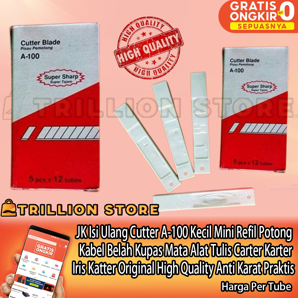 

JK Isi Ulang Cutter A-100 Kecil Mini Refil Potong Kabel Iris Belah Kupas Mata Alat Tulis Carter Karter Katter Cuter Original High Quality Anti Karat Korosi Tube Pcs Presisi Ergonomis Praktis Stabil Nyaman Bersih SJN Maksimal Ekonomis Mantap Unik