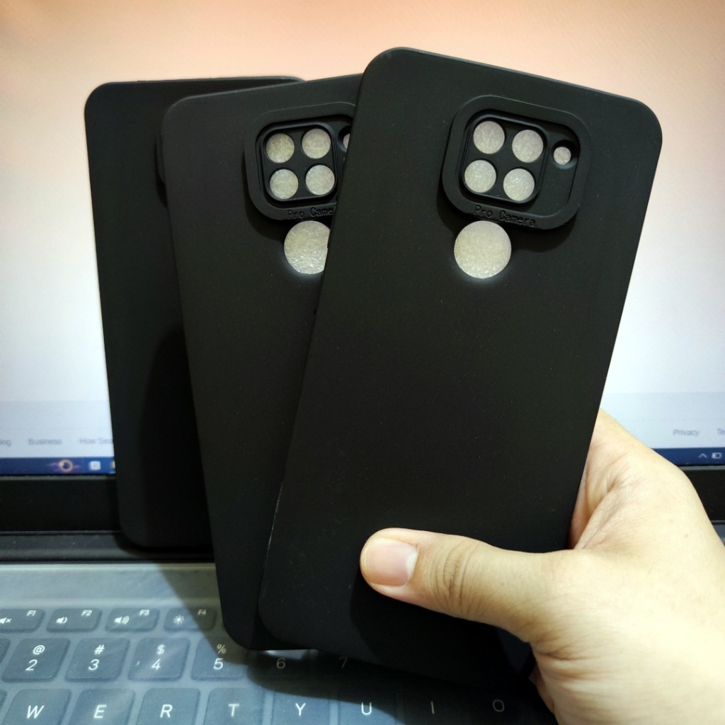 Case Pro Camera Full Black Xiaomi Redmi Note 9, Redmi Note 9 Pro Silikon TPU Pro Camera Hitam Polos