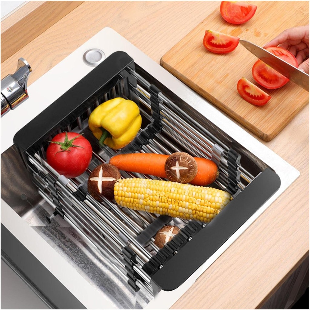 

ORI HERKE Rak Cuci Piring Buah Sayur Wastafel Retractable Stainless Steel - HR-29
